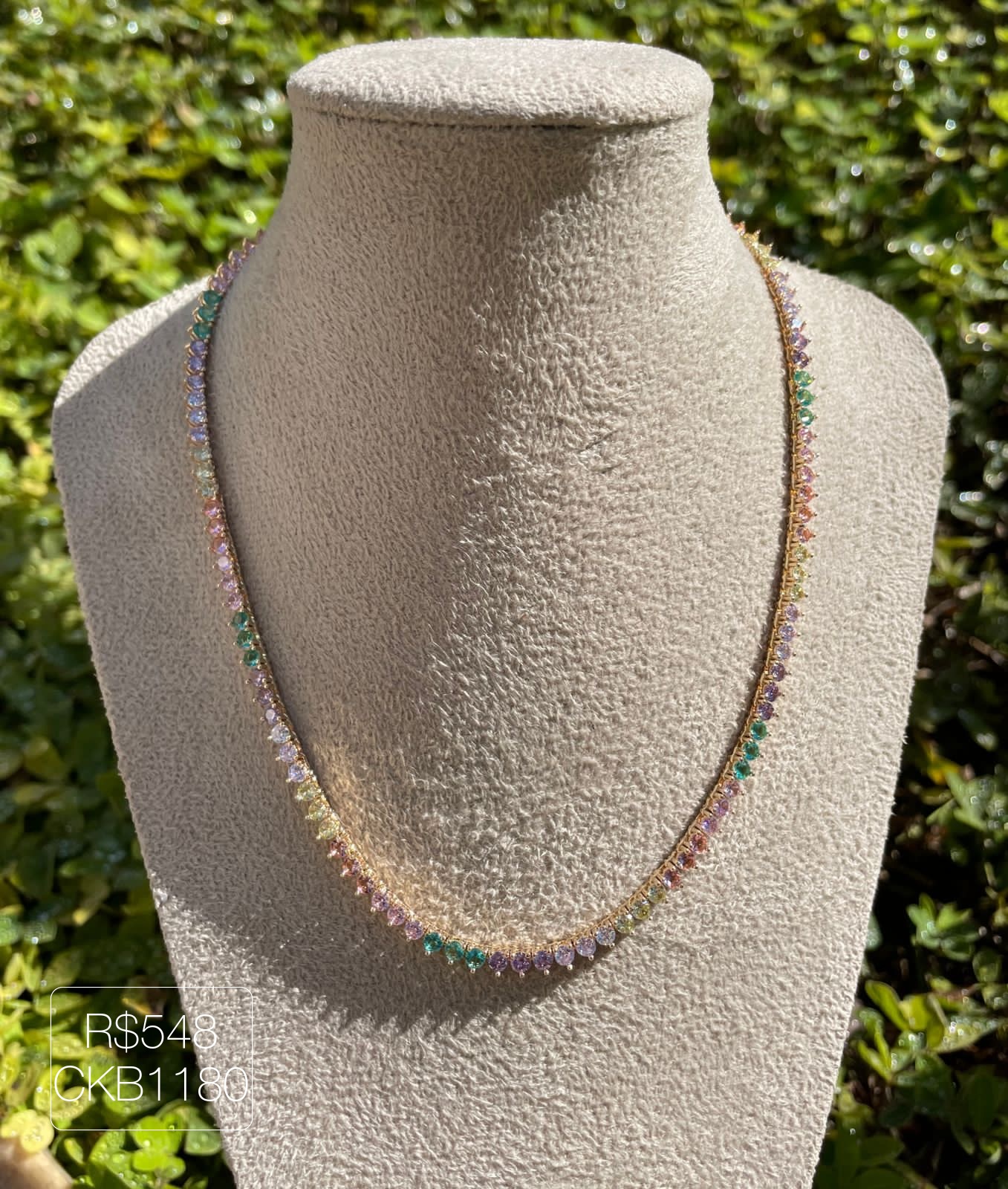 Choker Riviera Fundida 3 Pontas Rainbow Dourada